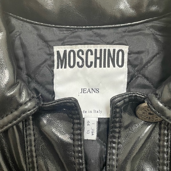 Vintage Moschino Black Quilted Moto Denim Style Patented Jacket UK 44 / US 10 - Picture 8 of 8
